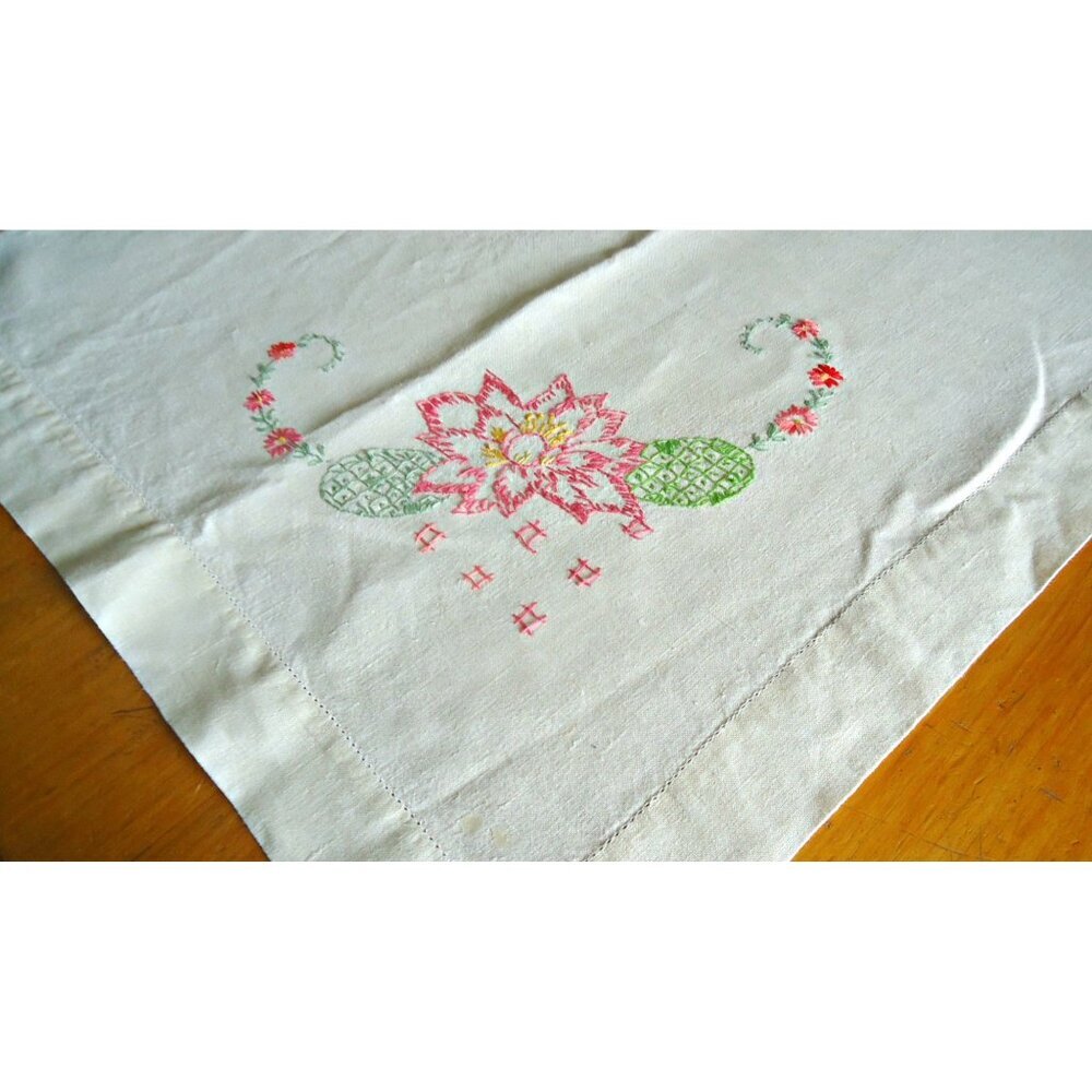 Tablecloth Vintage Tablecloth Table Cloth Embroidered Lotus Linen Tablecloth